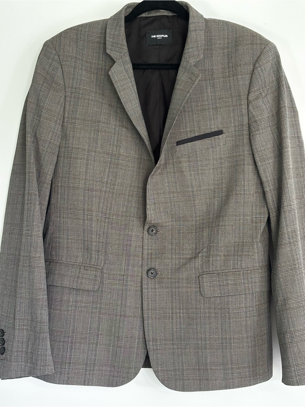The Kooples Men's Blazer Jacket Size EU 52 gray plaid slim-fit wool suit jacket